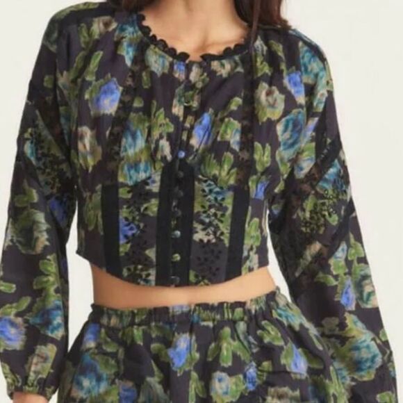 LoveShackFancy Nayeem Bustier Top Deep Blue Size 4 - Picture 1 of 5